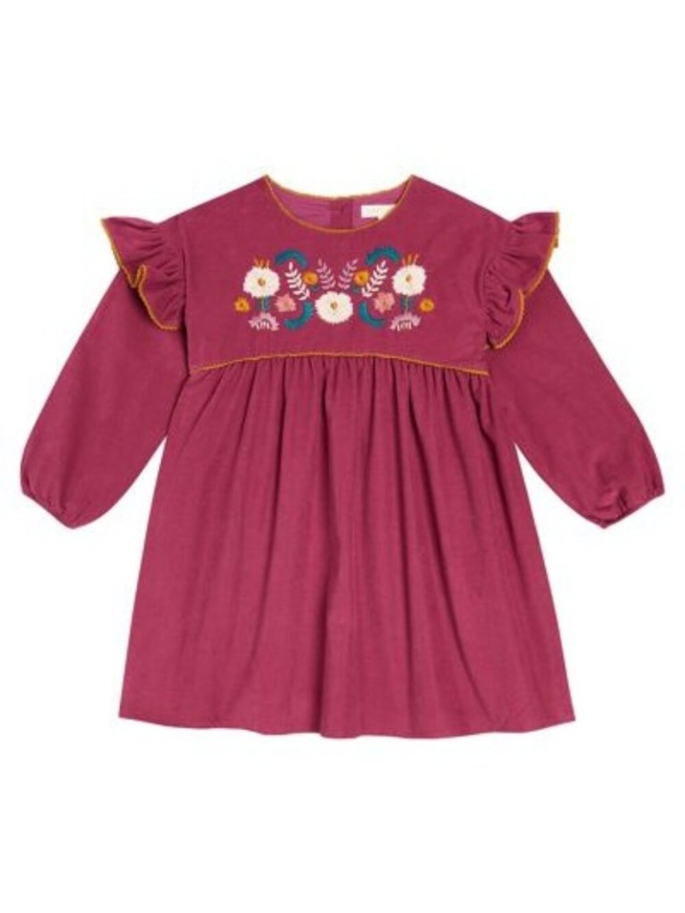 NWT Louise Misha Pink Corduroy Embroidered Dress, Size 8